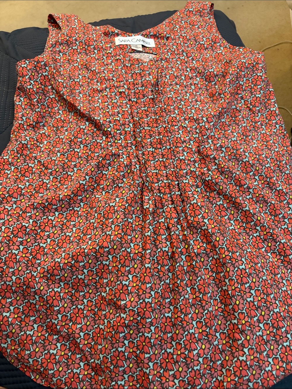 Sara Campbell Coral and Pink Floral Sleeveless Cami